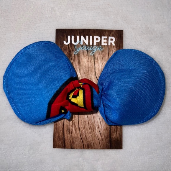Superman Light Blue Superhero Rockabilly Bandana Knotted Hair Bow - Picture 11 of 11